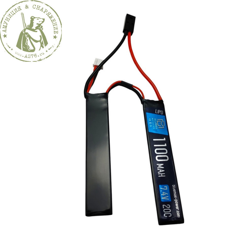 АКБ BlueMAX 7 4V Lipo 1100mAh 20C nunchuck 2x(5 2х21х102) AUG, G36, М-серия, МР40